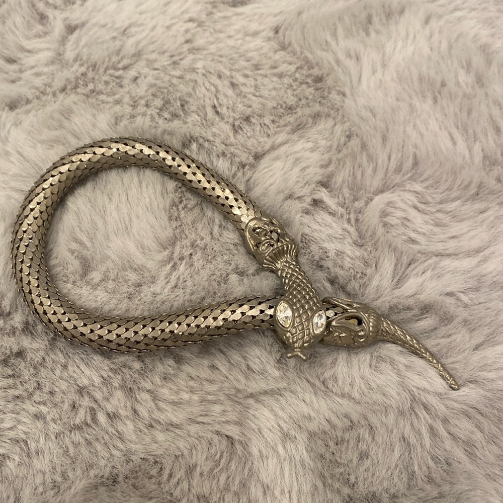 Vintage serpent Eve snake scale mesh eclipse chainmail bracelet rhinestone cuff